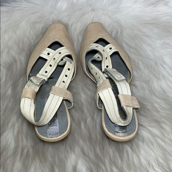 Hispanitas Cream/Off White Square Toe Slingbacks - Picture 3 of 7